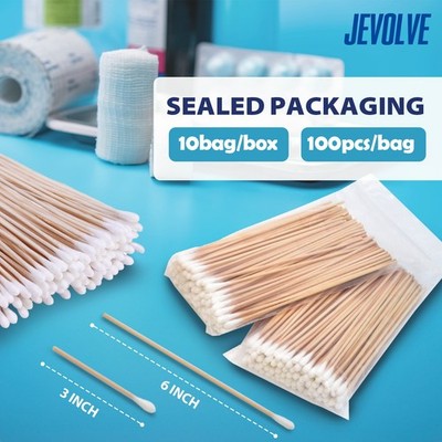 1000 PCs Cotton Swabs Bamboo Wooden Handles Cotton Tipped Applicator 3'' & 6''