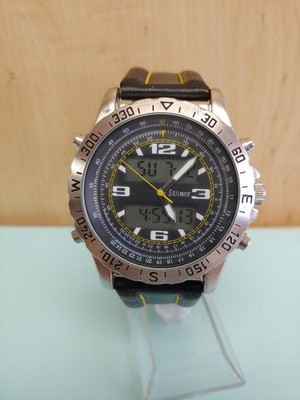 Stauer Centurion Hybrid Chrono 20409 Black Leather Band Analog/Digital,Free Ship