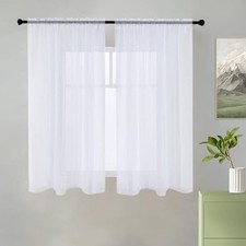 Solid Sheer Rod Pocket Curtain Voile Draperies 2 38"W x 45"L Pack of 2 White