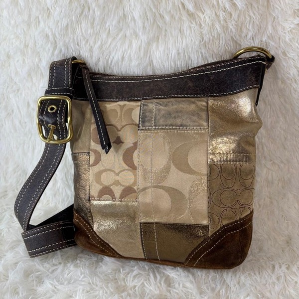 COACH Shoulder Bag Patchwork Multicolor Vintage Used Casual Designer Unit only