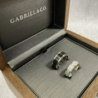 Gabriel & Co. 14k White Gold Wedding Band Sz 10 8.4g & Titanium Ring Box Set