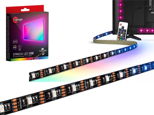 Strip LED 3 Metri RGB USB - Kit Completo Retroilluminazione Monitor PC