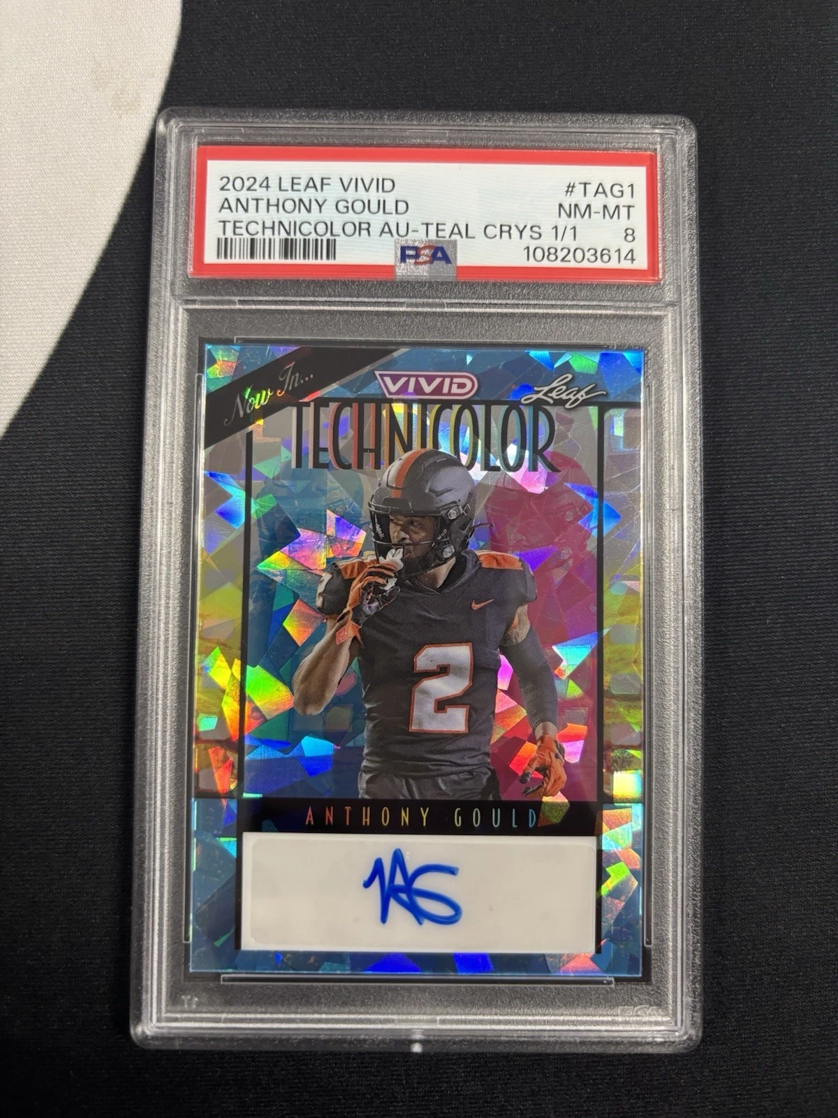 Anthony Gould Leaf Vivid Technicolor Autographs #TAG1 Teal Crystal 1/1