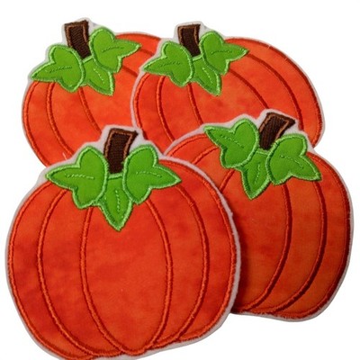 Pumpkin Patch Lot of 4 Fabric Applique Halloween Harvest Orange Fall 4''
