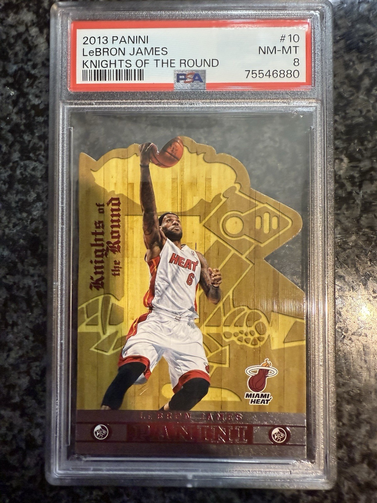 2013-14 Panini LeBron James Knights Of the Round SP #10 Miami Heat PSA 8