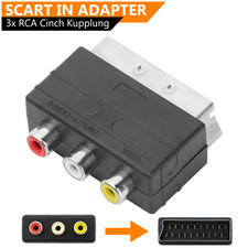 Scart Adapter TV AV 3x RCA Chinch Audio Video PS1/2/3/4 Xbox360 Wii Nintendo