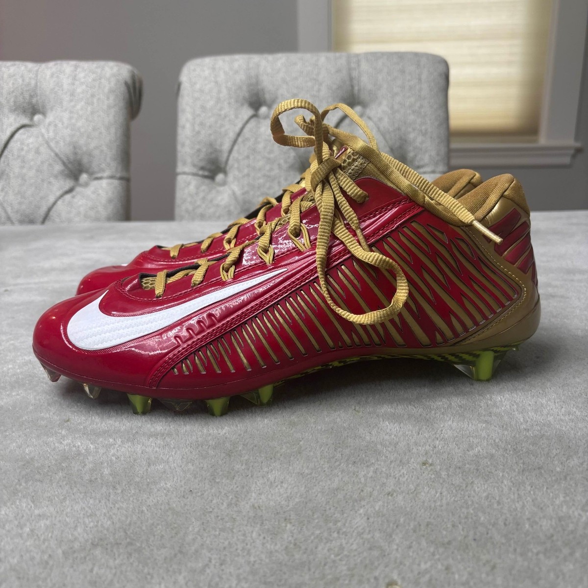 Nike Vapor Carbon Elite TD Football Cleats Men's Size Red Gold 49ers