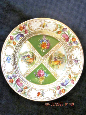 VINTAGE SCHUMANN BAVARIA ROYAL DRESNER ART PANEL SALAD PLATES (8) 4 COLOR PANELS