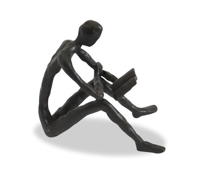 Bronze Sculpture of Person Reading a Book - Modern and Elegant Design Metal A...