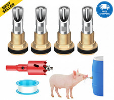 4 Pack Automatic Pig Waterer Nipples   Stainless Steel Livestock Drinker Kit wit