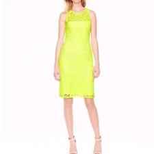 J. Crew Collection 53O NWT Neon Yellow Floral Lace Sheath Dress A8182 Size 6