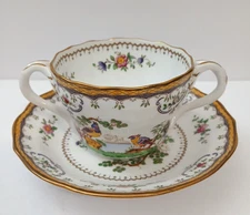 Spode Copeland Chelsea for Harrod's Bouillon Teacup & Saucer 568949 Birds Floral