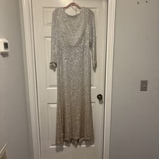 Eliza J Women's Silver/Gold Ombré Sequined Gown Dress Size 12 New With Tags