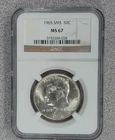 1965 40% Silver Kennedy SMS Half Dollar NGC MS67 (028)