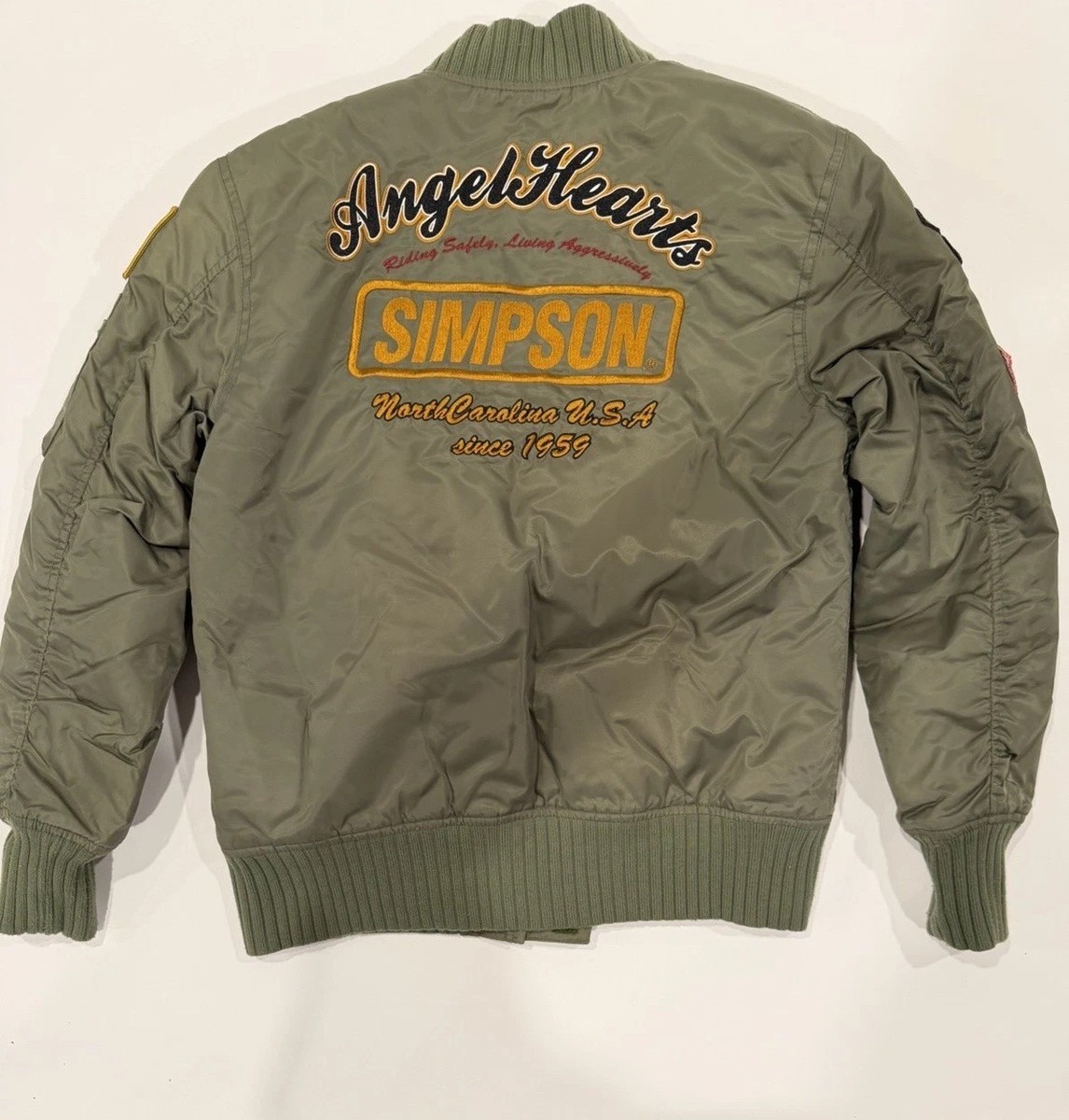 Simpson MA-1 Bomber Jacket Olive Green Patch Flight Jacket Women