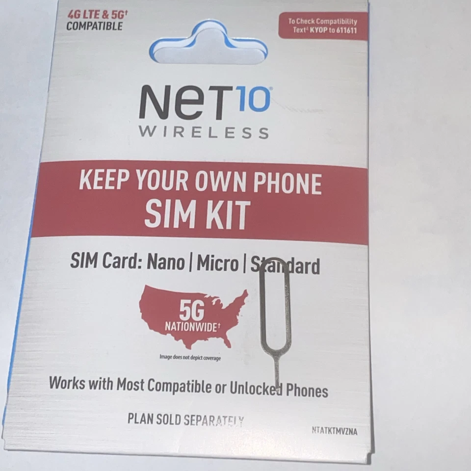 Net10 Pin Wireless 4G LTE Universal Keep Your Own Phone Sim Card Kit Cdma - Image 2 of 4