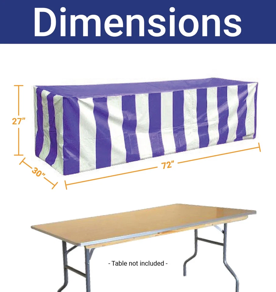 Fitted Vinyl Tablecloth 72x30 Blue White Rectangular Banquet Display Table Cover - Image 2 of 3