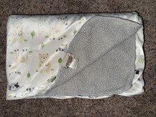 Chick Pea Baby Blanket Plush Gray Sherpa Back Raccoon Deer Owl Bear Tree 30x40