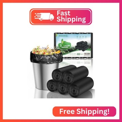 Small Biodegradable Trash-Bags Bathroom 2 Gallon-Black - Mini Garbage Bags Compo