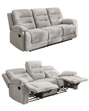 3-Sitzer-Relaxsofa Federkern mit Liegefunktion Dreier-Couch Stoff Chenille Grau