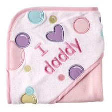 Luvable Friends Baby Girl Hooded Towel, Pink Dad, One Size