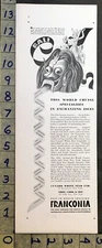 1934 CUNARD WHITE STAR SHIP CRUISE FRANCONIA BALI BOBRO ART TRAVEL AD FDA107