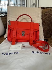 Auth Proenza Schouler Ps1 Medium Leather Satchel Orange Shoulder Handbag - New