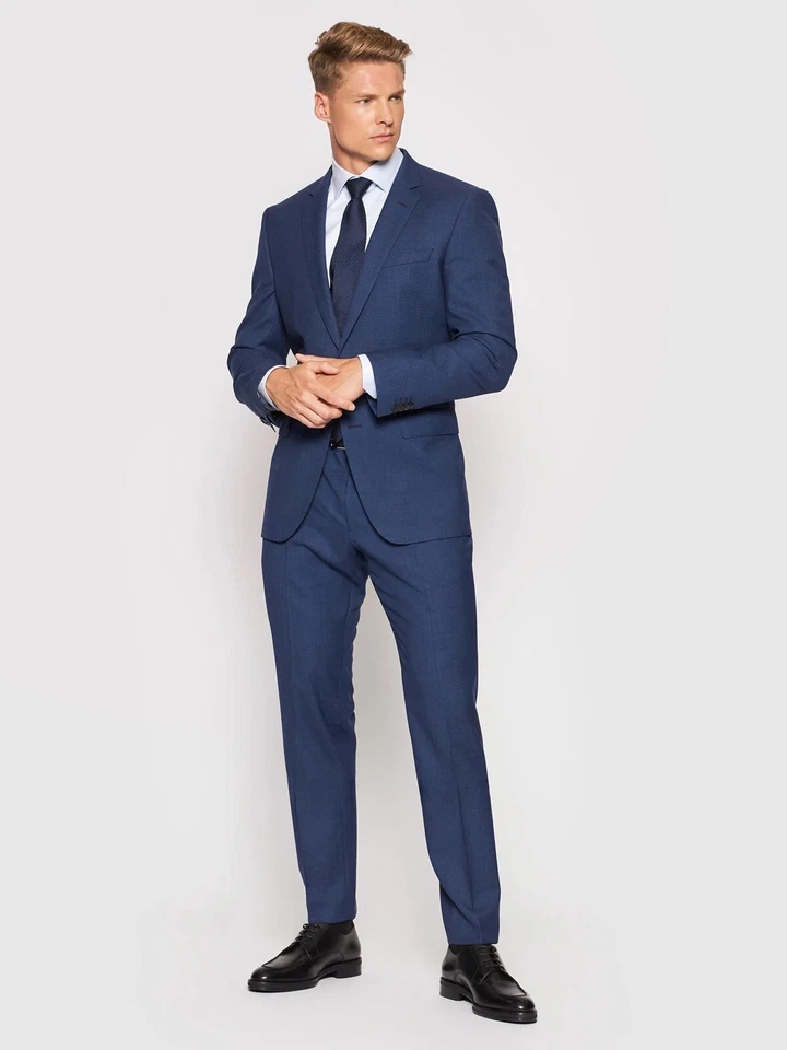 HUGO BOSS 2 PIECES Mid-Blue SUIT - MENS WOOL SUPER 110 - EU 48 SLIM FIT - Image 2 of 4