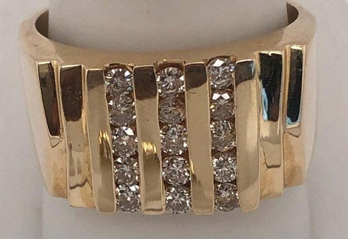 14 Karat Gelbgold Cluster Ring mit 15 Diamanten 101-216 - Bild 4 von 8