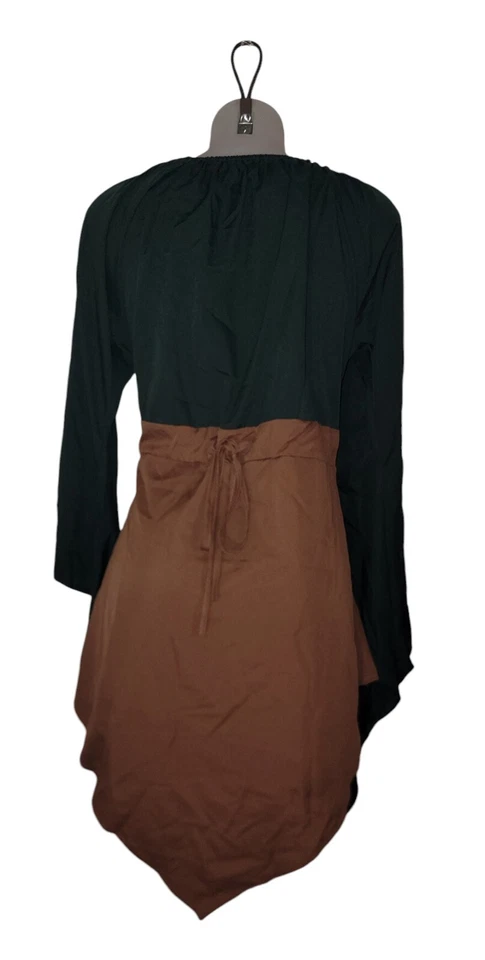 Womens Renaissance Medieval Green Brown Short Corset Boho Grunge Gothic Dress S - Image 3 of 4