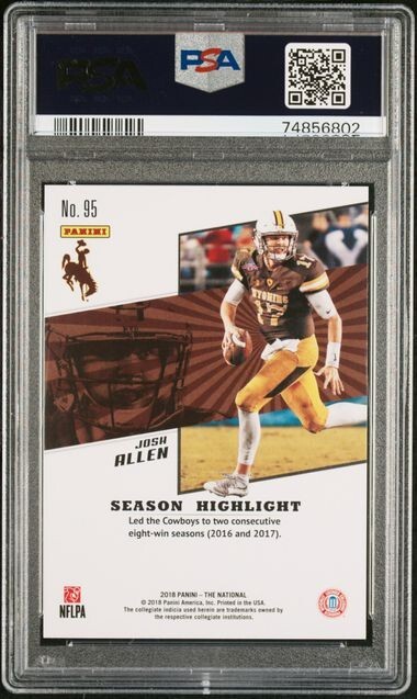 2018 Panini National Conv Rookies /99 Magnet Fur Foil #95 Josh Allen RC SP PSA 9 view 2