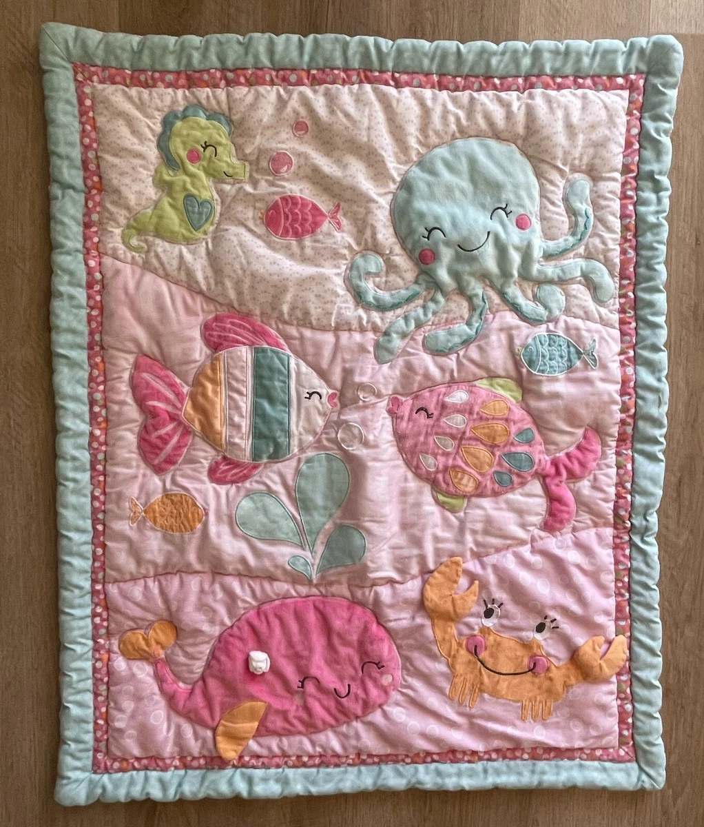 Pink whale store crib bedding