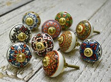 Multicolor Ceramic Knobs Kitchen Cabinet Drawer Cupboard pulls- Set of 10