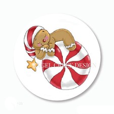 30 Gingerbread Cookie on Christmas Candy Favors Scrapbook Stickers 1.5" Seals