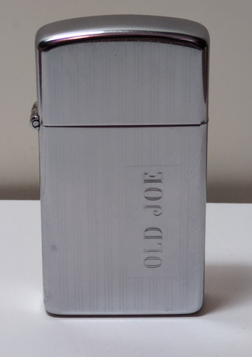 Vintage 1984 Zippo Chrome Slim Vertical Line Lighter Engraved Old Joe JBTr31 - Picture 3 of 6