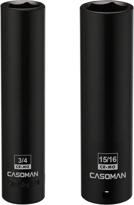 2PCS 1/2-Inch Drive Extra Deep Socket- 3/4'' & 15/16'', CR-MO, SAE, 6-Point, Extra