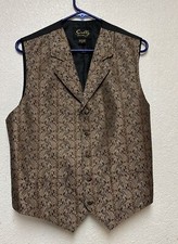 Vintage Scully Brown Paisley Jacquard Polyester Vest Men's Sz Small
