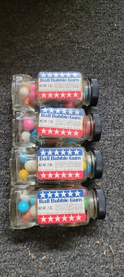 Vintage BALL BUBBLE GUM  Glass Car Container FRESH PAK CANDY CO.  Lot of 4 RARE