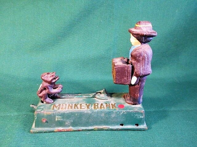 Vintage Cast Iron Elephant With Howdah Still Bank Coin Piggy Bank