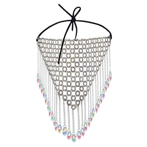 Crystal Mask with Black Fringe Rhinestones Face Masks for Dance Performances - Picture 9 of 10