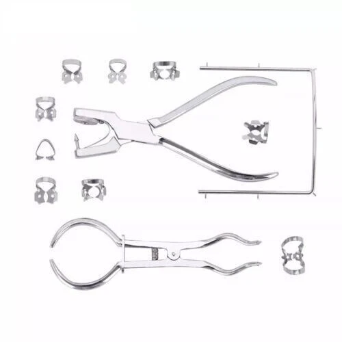 Kit de inicio de presa de goma con abrazaderas perforadoras de marco instrumentos dentales 12 piezas Foto 4 de 4