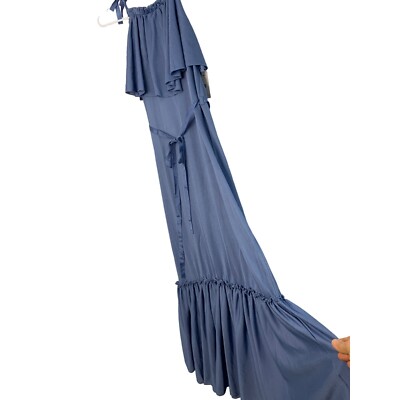 Free People Blue Coco Maxi Popover Dress XS Lightweight Boho Strap 7225 |  eBay