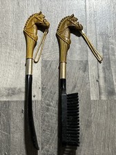Vintage Horse Head Shoe Horn and Clothing Brush Set Pre-Owned Made In Japan W19