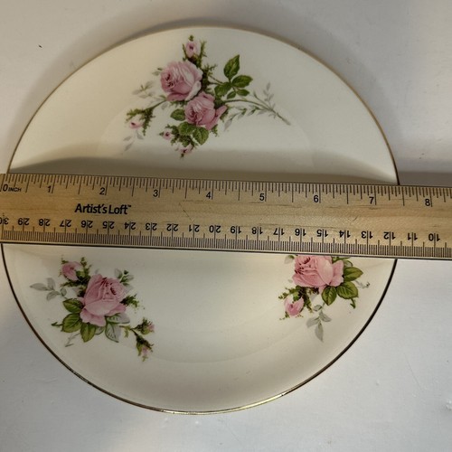Royal Wilton China Salad Plates Pink Roses 22 KT. Gold First Qty Set of 8 - Picture 19 of 19