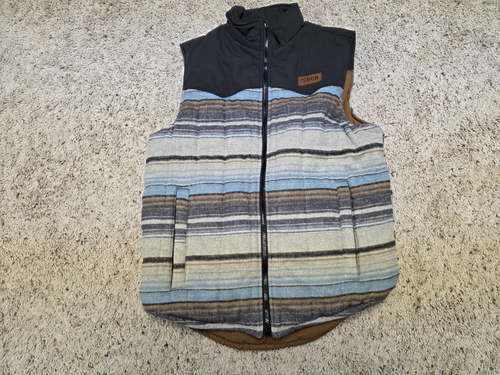 CINCH REVERSIBLE MENS QUILT LINED VEST SOUTHWESRTN STRIPED PRINT SZ S MULTICOLOR - Picture 2 of 17