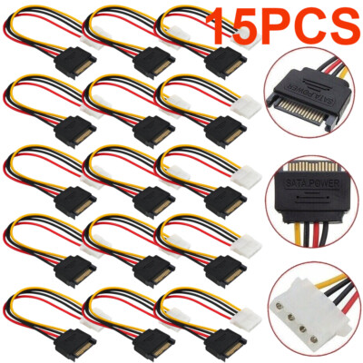 15X For Male Female 4-pin Drive Adapter adaptor Cable to Molex IDE SATA 15-pin
