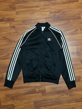 Adidas Men  s 3 Stripes Warm-Up Tricot Track Jacket Small Black White Full Zip