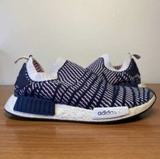 Adidas NMD R1 STLT Primeknit Navy Blue White Red Men’s Size 8.5 Sneakers D96821