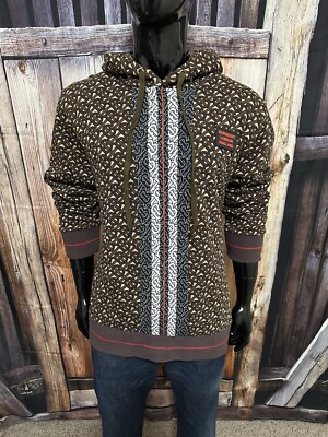 Burberry London Brown TB Monogram Hooded Full Zip Sweatshirt