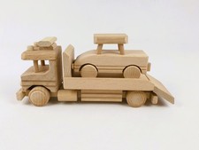 Abschleppwage, Holzspielzeug, Holzauto, Holzfahrzeug, LKW, Lastwagen, 29x9x12 cm